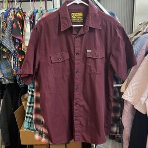 DIXXON Men's Burgundy Casual Button Down Shirt